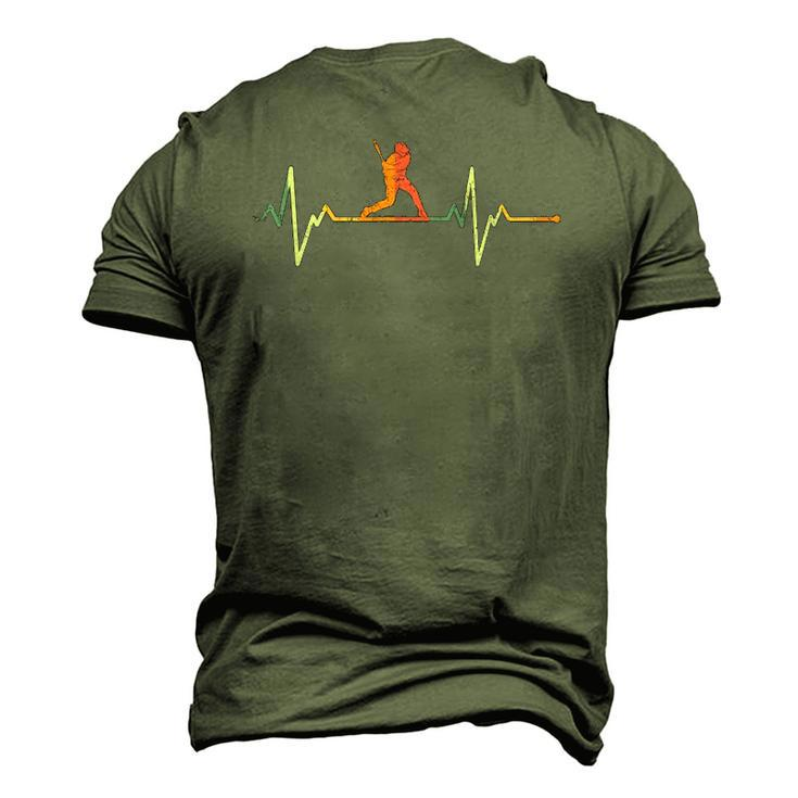 Vintage Baseball Player Heartbeat Baseball Men's 3D T-Shirt Back Print