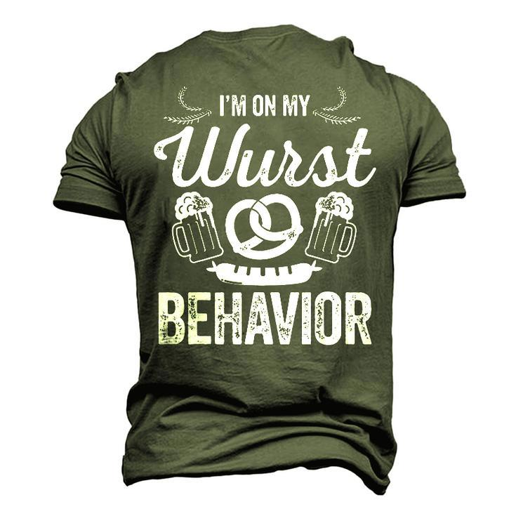 Wurst Behavior Oktoberfest Funny German Festival Men's T-shirt 3D Print Graphic Crewneck Short Sleeve Back Print