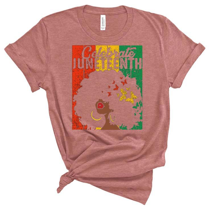Celebrate Juneteenth Retro African Colors Womens Women's Short Sleeve T-shirt Unisex Crewneck Soft Tee