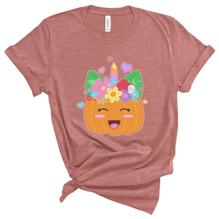 Funny Halloween Cute Halloween Cute Halloween Unicorn Pumpkin Graphic Design Printed Casual Daily Basic Women's Short Sleeve T-shirt Unisex Crewneck Soft Tee
