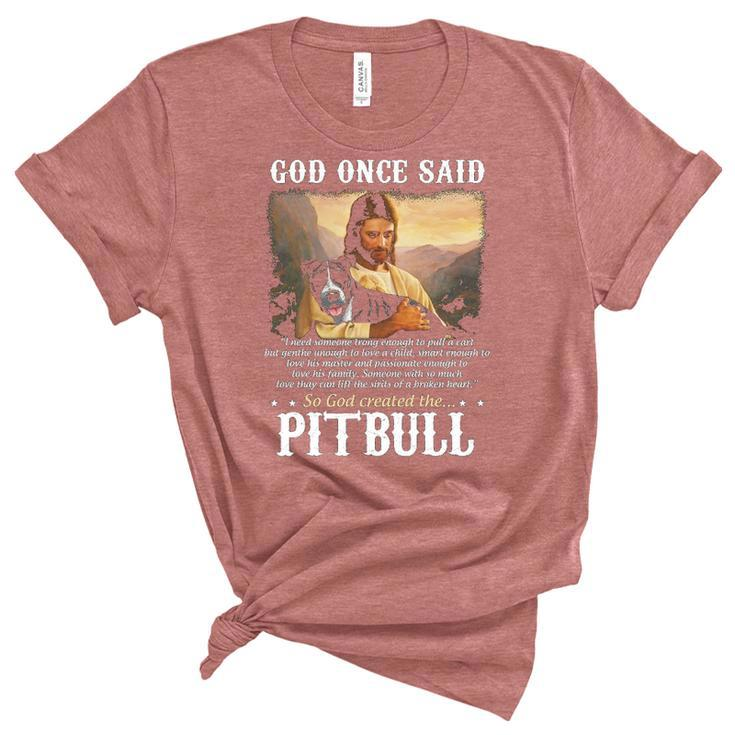 God And Pitbull Dog God Created The Pitbull Women's Short Sleeve T-shirt Unisex Crewneck Soft Tee