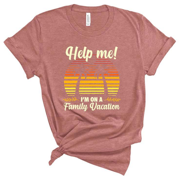 Help Me Im On A Family Vacation Retro Vintage Beach Summer Vacation Unisex Crewneck Soft Tee