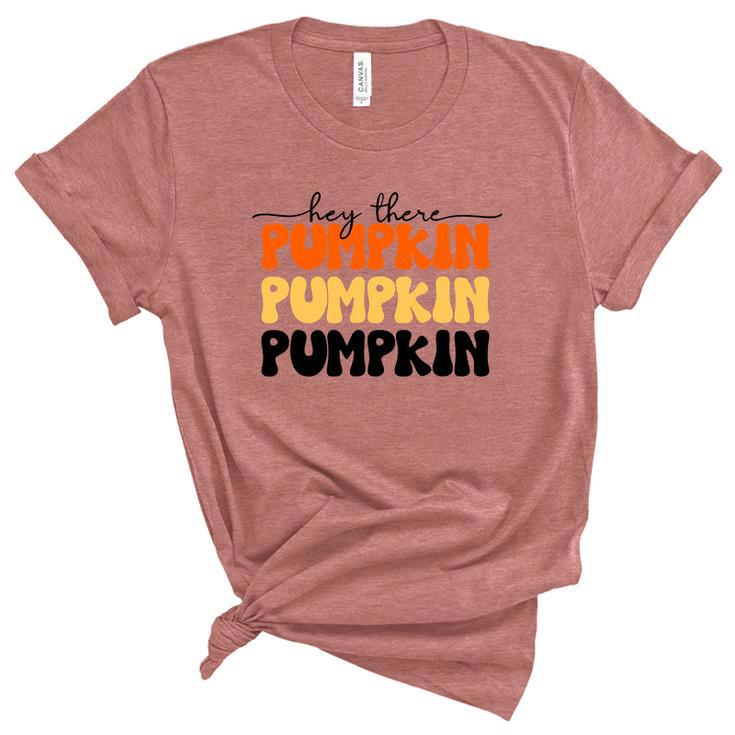 Hey There Pumpkin Fall Holiday Season Funny Turkey Day Graphic Design Printed Casual Daily Basic Unisex Crewneck Soft Tee