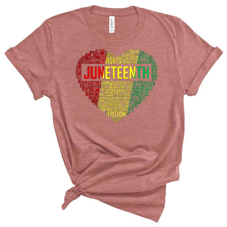 Juneteenth Heart Black History Afro American African Freedom  1 Women's Short Sleeve T-shirt Unisex Crewneck Soft Tee