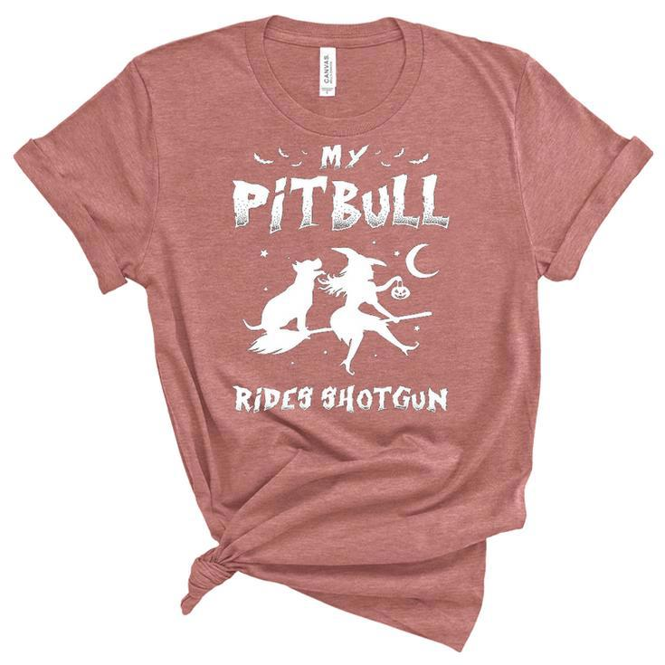 Pitbull Dog    My Pitbull Rides Shotgun Women's Short Sleeve T-shirt Unisex Crewneck Soft Tee