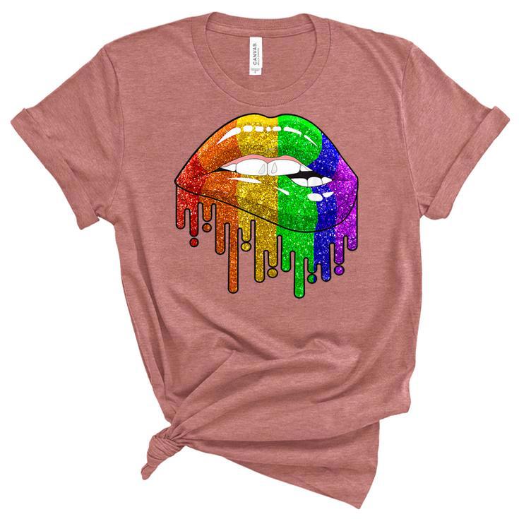 Sexy Lips Biting Cool Lgbt Rainbow Gay Lesbian Homosexual Women T-shirt -  Thegiftio