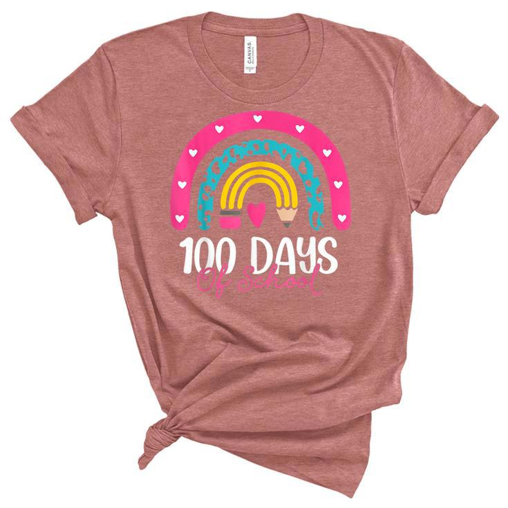 100 Days Smarter 100 Days Of School Rainbow Teachers Kids  Women's Short Sleeve T-shirt Unisex Crewneck Soft Tee