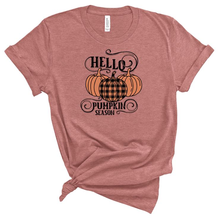 Hello Pumpkin Season Fall V2 Women's Short Sleeve T-shirt Unisex Crewneck Soft Tee