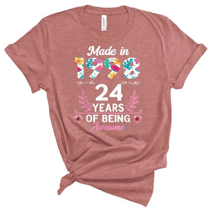 24 Years Old Gifts 24Th Birthday Born In 1998 Women Girls  V2 Unisex Crewneck Soft Tee