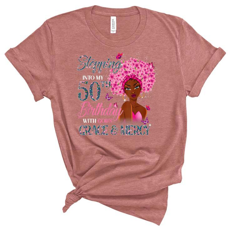 50Th Birthday Squad Stepping Into 50 Years Old Black Womens  Unisex Crewneck Soft Tee