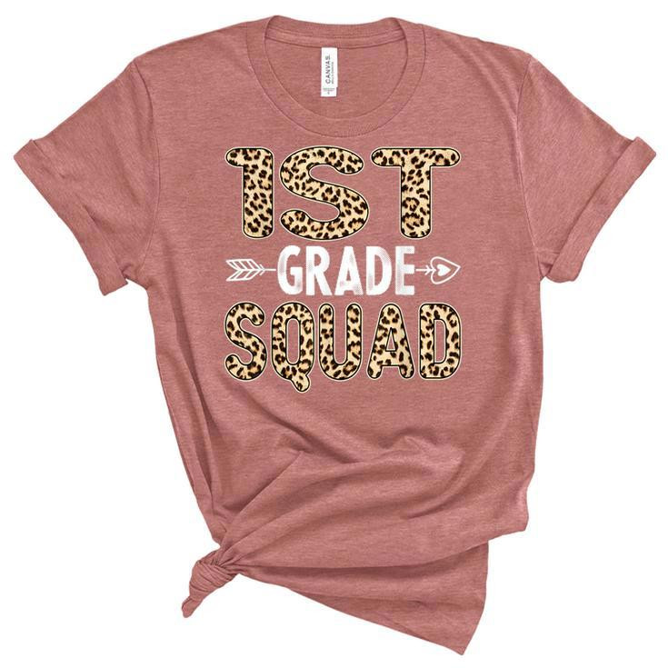 Back To School First Grade 1St Grade Leopard Squad Teacher  Unisex Crewneck Soft Tee