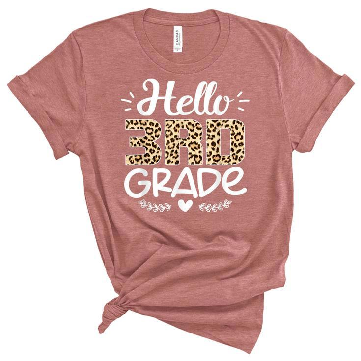 Back To School Hello 3Rd Grade Third Grade Leopard Teacher  Unisex Crewneck Soft Tee