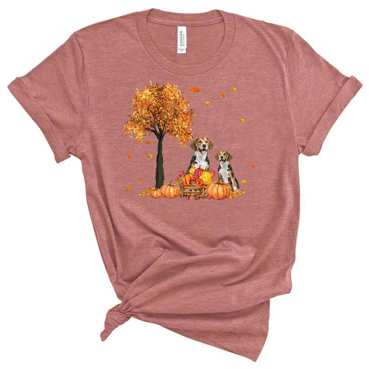 Beagle Autumn Leaf Fall Dog Lover Thanksgiving Halloween  Unisex Crewneck Soft Tee