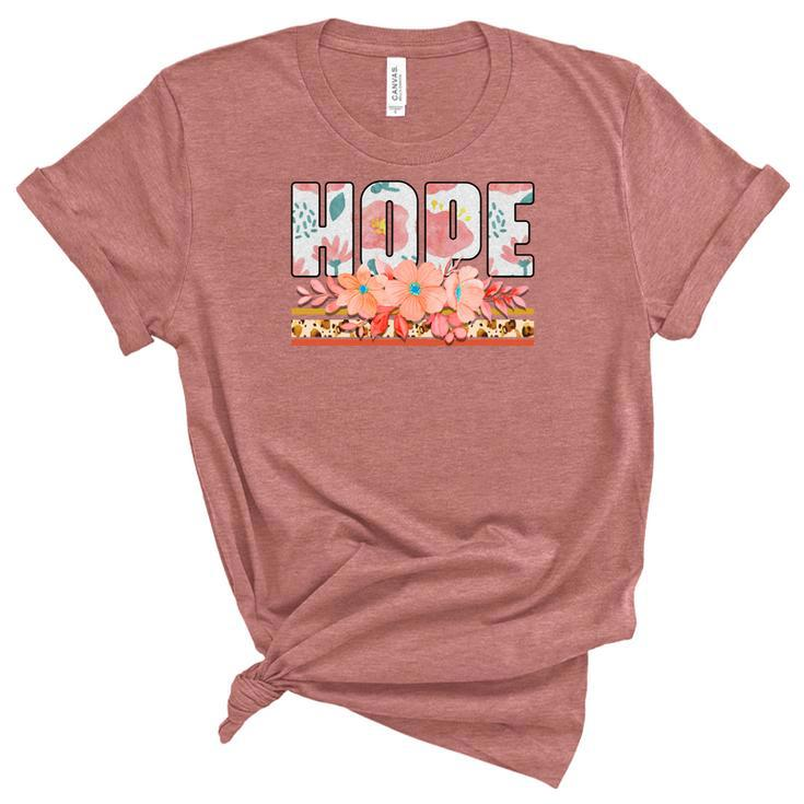 Boho Vintage Hope Wildflowers Design Women's Short Sleeve T-shirt Unisex Crewneck Soft Tee