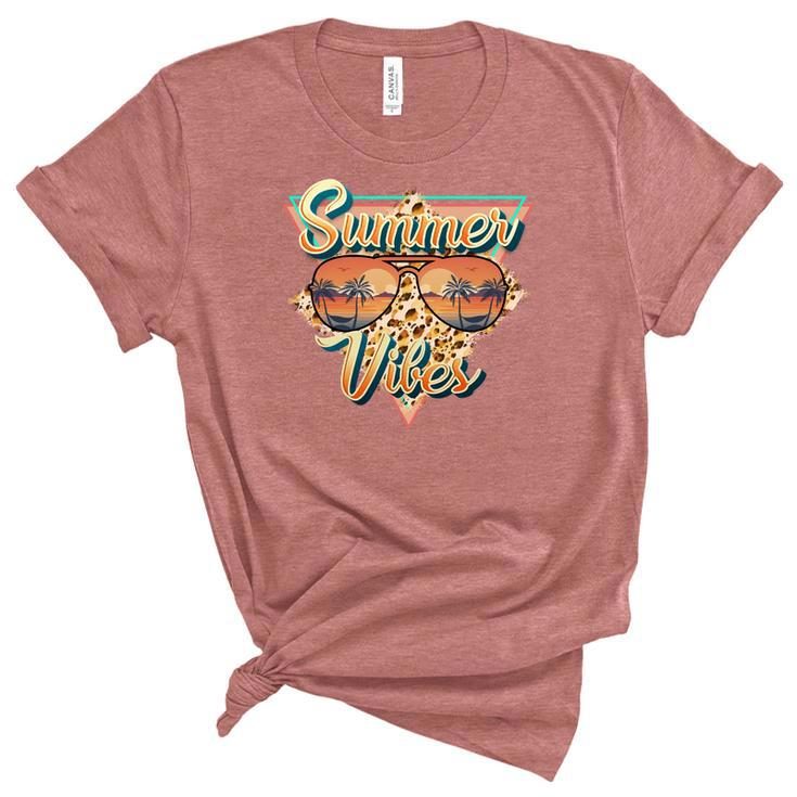 Boho Vintage Summer Vibes Custom Women's Short Sleeve T-shirt Unisex Crewneck Soft Tee