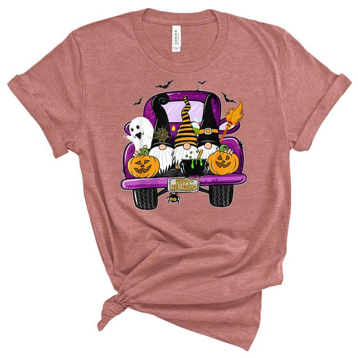 Boo Pumpkin Witch Gnomes In Halloween Truck Funny Holiday  Unisex Crewneck Soft Tee