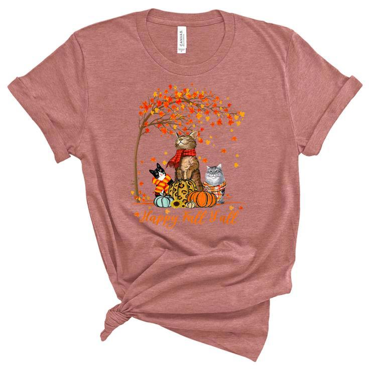 Cat It’S Fall Y’All Pumpkin Autumn Halloween Cat Fall Autumn  Women's Short Sleeve T-shirt Unisex Crewneck Soft Tee