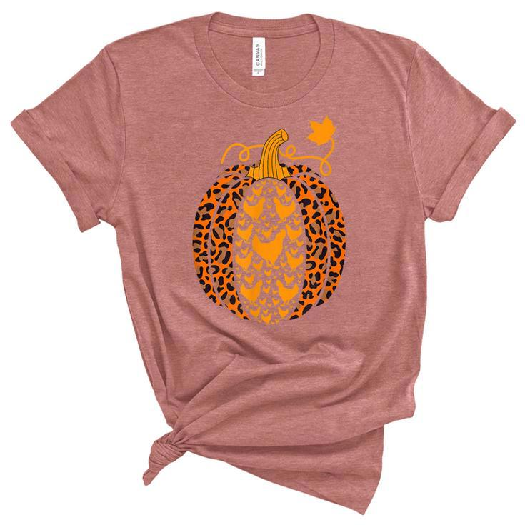 Chicken Pumpkin Leopard Print Halloween Costume Fall Autumn Unisex Crewneck Soft Tee