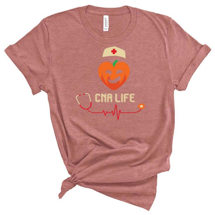 Cna Life Nurse Heartbeat Job Fall Pumpkin Women's Short Sleeve T-shirt Unisex Crewneck Soft Tee