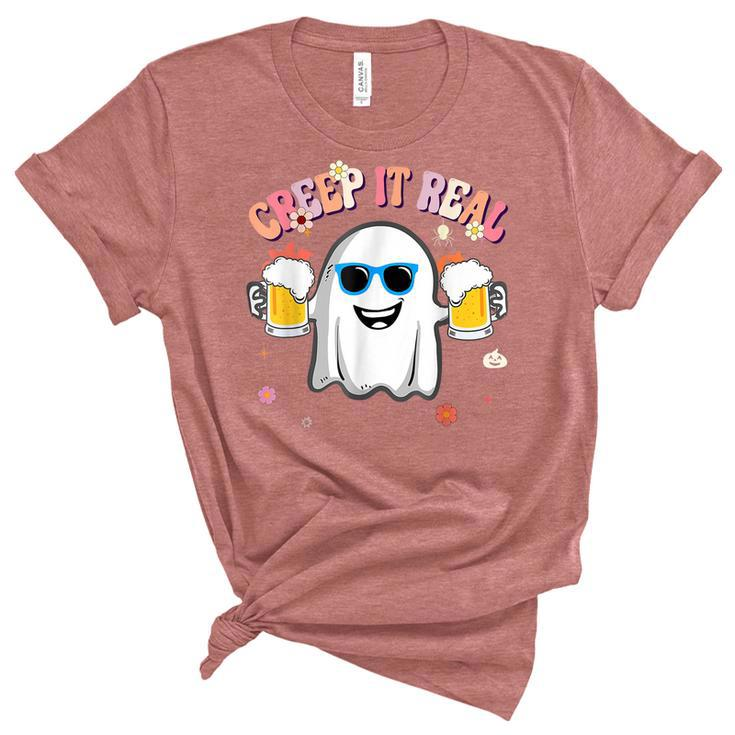 Creep It Real Ghost Kids Boys Girls Halloween Costume  Women's Short Sleeve T-shirt Unisex Crewneck Soft Tee