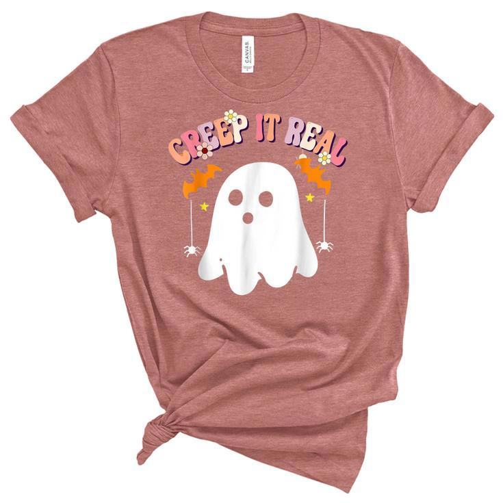 Creep It Real Ghost Kids Boys Girls Halloween Costume  Women's Short Sleeve T-shirt Unisex Crewneck Soft Tee