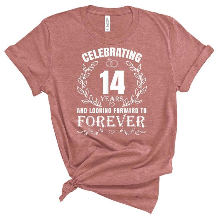 Cute 14Th Wedding Anniversary For Couples Married 14 Year  Unisex Crewneck Soft Tee