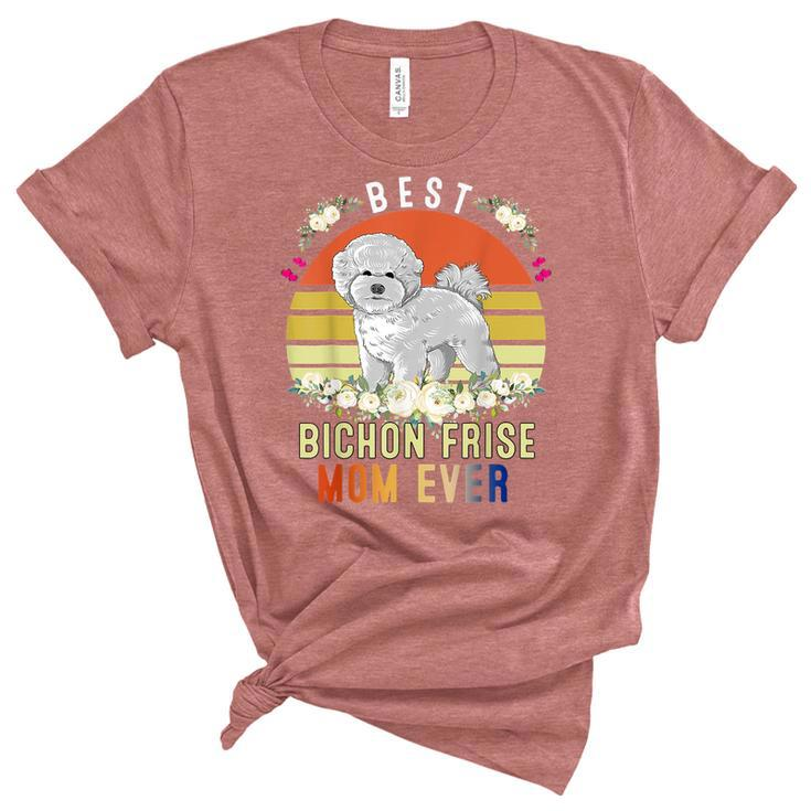 Cute Best Bichon Frise Mom Ever Retro Vintage Puppy Lover  Women's Short Sleeve T-shirt Unisex Crewneck Soft Tee