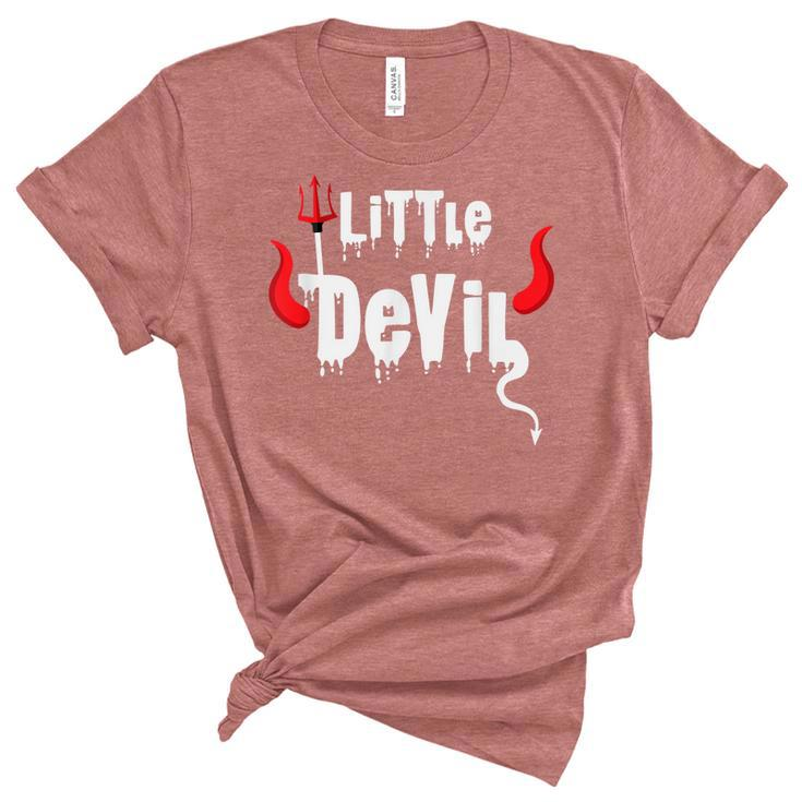 Cute Toddler Kids Little Devil Halloween Trick Or Treat  Unisex Crewneck Soft Tee