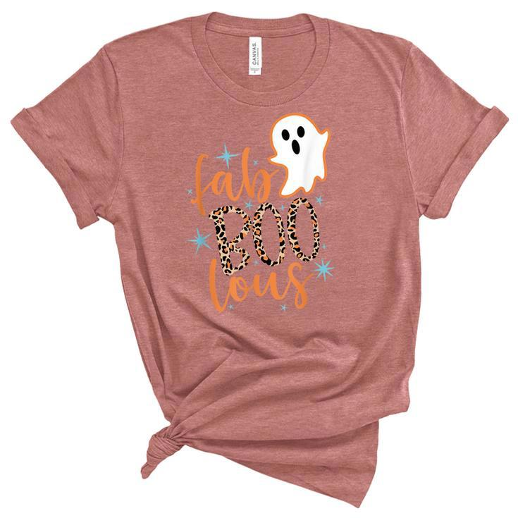 Faboolous Leopard Fabulous Boos Autumn Pumpkin Halloween  Women's Short Sleeve T-shirt Unisex Crewneck Soft Tee