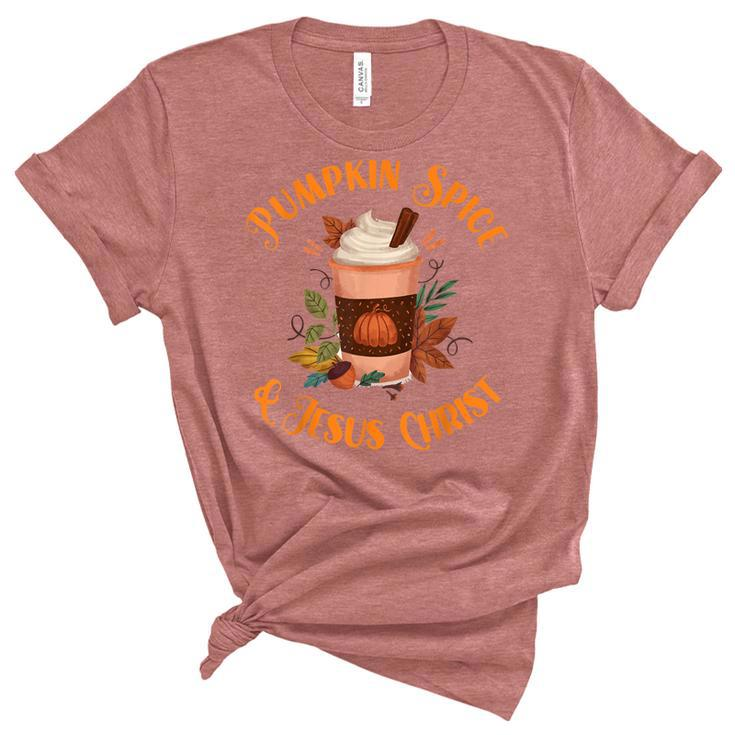 Fall Season Cute Pumpkin Spice And Jesus Christ Thanksgiving  Women's Short Sleeve T-shirt Unisex Crewneck Soft Tee