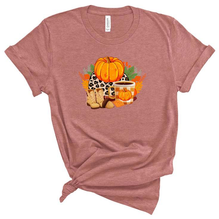 Fall Season Lovers Pumpkin Shoes Sweater Weather Women's Short Sleeve T-shirt Unisex Crewneck Soft Tee