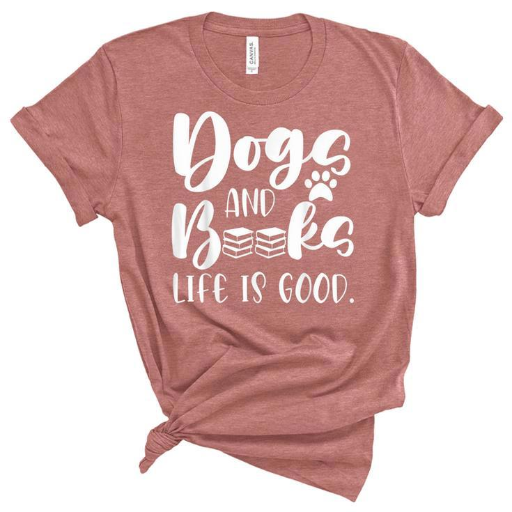 Funny Book Lovers Reading Lovers Dogs Books And Dogs  Unisex Crewneck Soft Tee