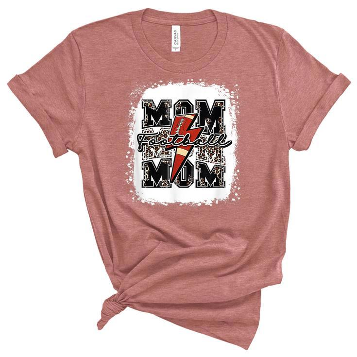 Funny Football Mom Retro Lightning Bolt Leopard Game Day  Women's Short Sleeve T-shirt Unisex Crewneck Soft Tee