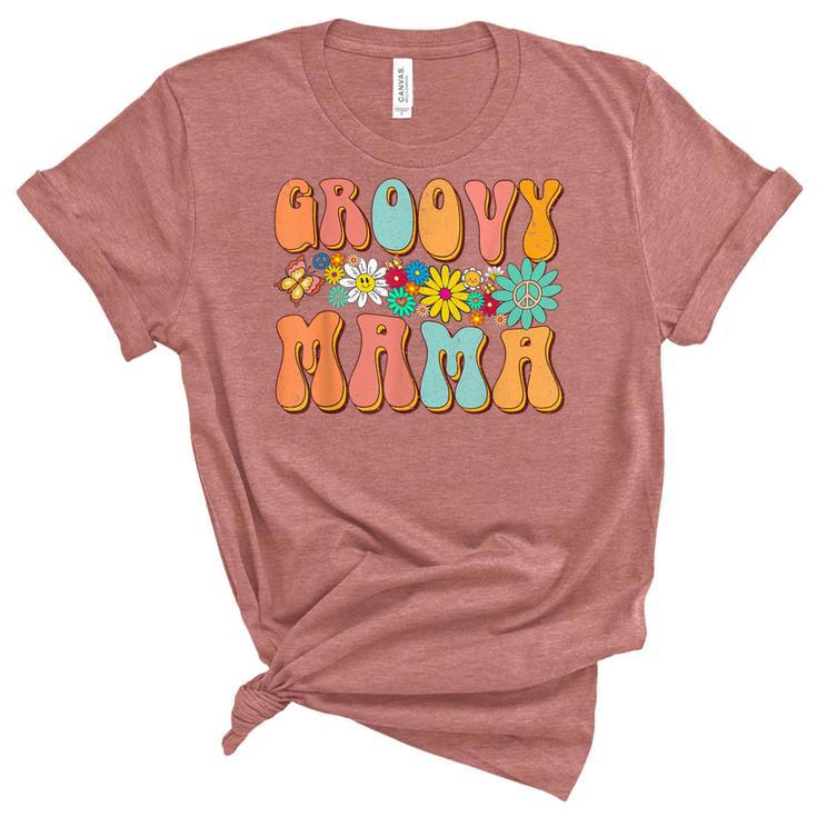 Funny Retro Groovy Birthday Family Matching Cute Groovy Mama  Unisex Crewneck Soft Tee