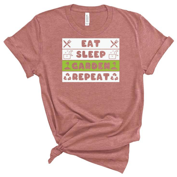 Gardening Eat Sleep Garden Repeat Design Women's Short Sleeve T-shirt Unisex Crewneck Soft Tee