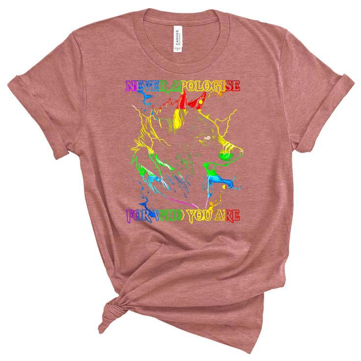 Gay Wolfs Rainbow Wolfs Skin Gay Pride Lgbt  Women's Short Sleeve T-shirt Unisex Crewneck Soft Tee