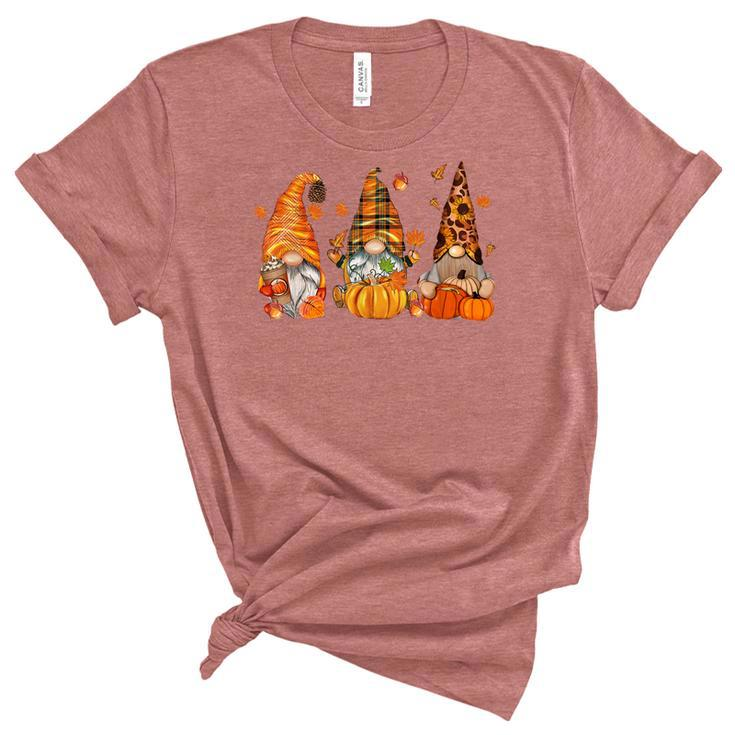 Gnome Fall Coffee Gnome Pumpkin Autumn Gnomes Thanksgiving  Women's Short Sleeve T-shirt Unisex Crewneck Soft Tee