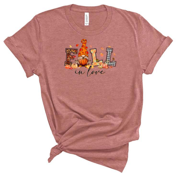 Gnomes Fall In Love Women's Short Sleeve T-shirt Unisex Crewneck Soft Tee