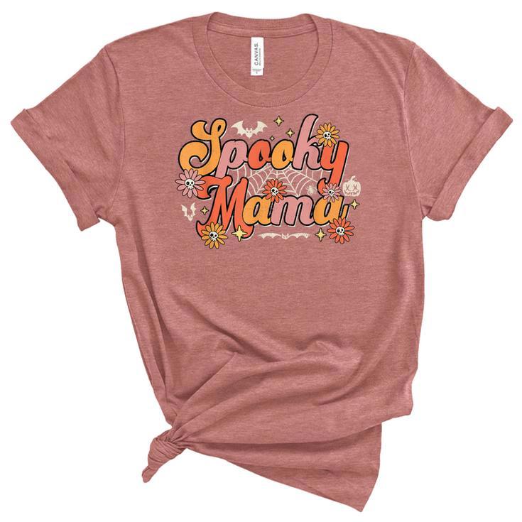 Groovy Spooky Mama Retro Halloween Ghost Witchy Spooky Mom  Unisex Crewneck Soft Tee