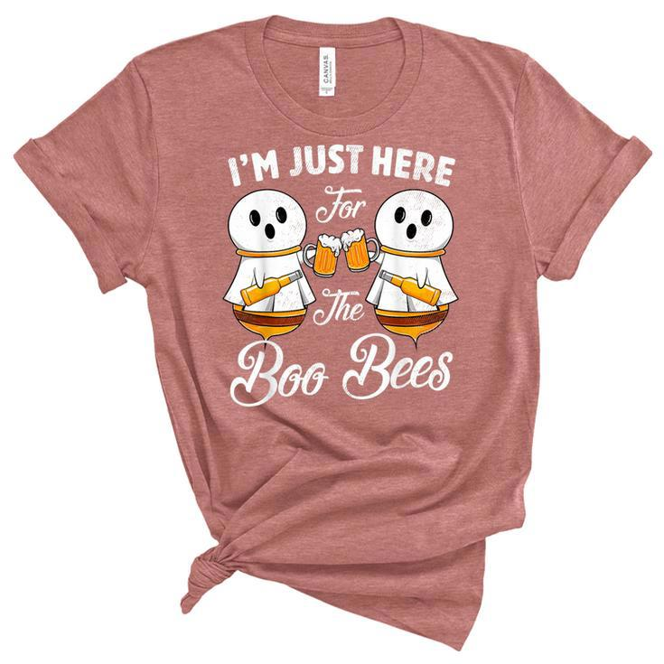 Halloween Beer Drinking Im Just Here For The Boos Bees Beer  Women's Short Sleeve T-shirt Unisex Crewneck Soft Tee