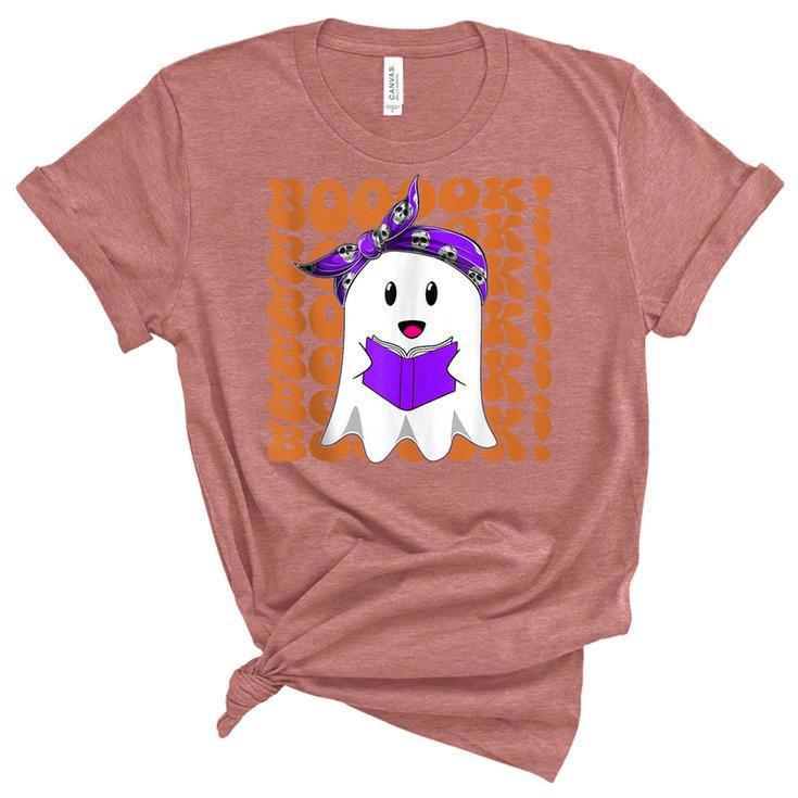Halloween Booooks Ghost Reading Boo Read Books Library  V2 Women's Short Sleeve T-shirt Unisex Crewneck Soft Tee