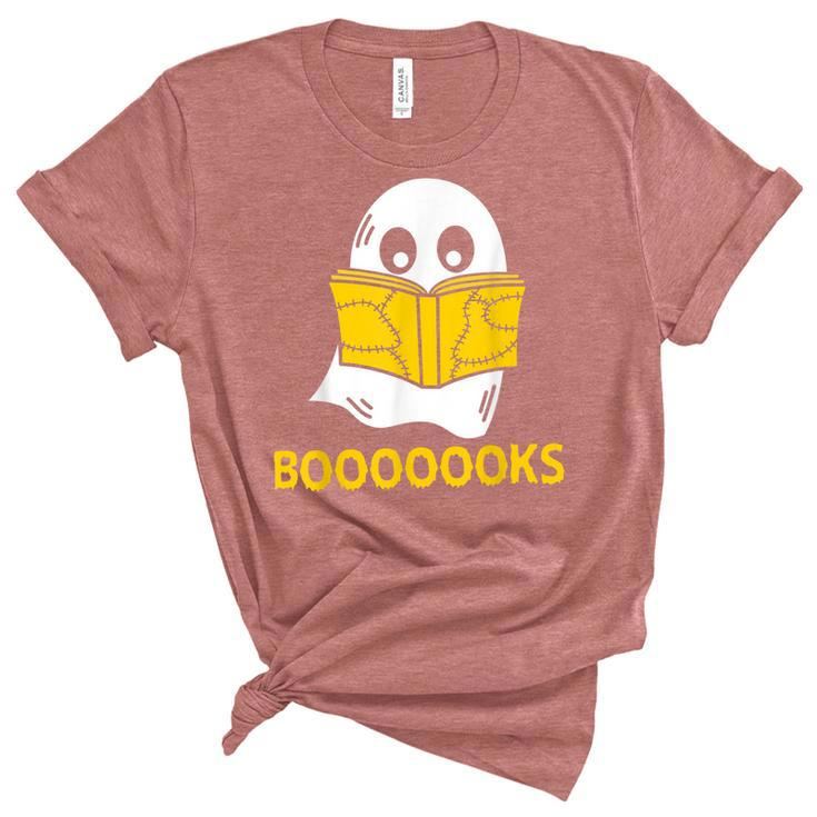 Halloween Booooks Ghost Reading Boo Read Books Library  V4 Women's Short Sleeve T-shirt Unisex Crewneck Soft Tee