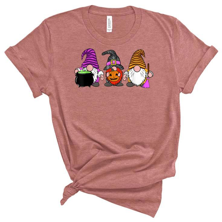 Halloween Gnomes Cute Autumn Pumpkin Fall Funny Holiday  Women's Short Sleeve T-shirt Unisex Crewneck Soft Tee