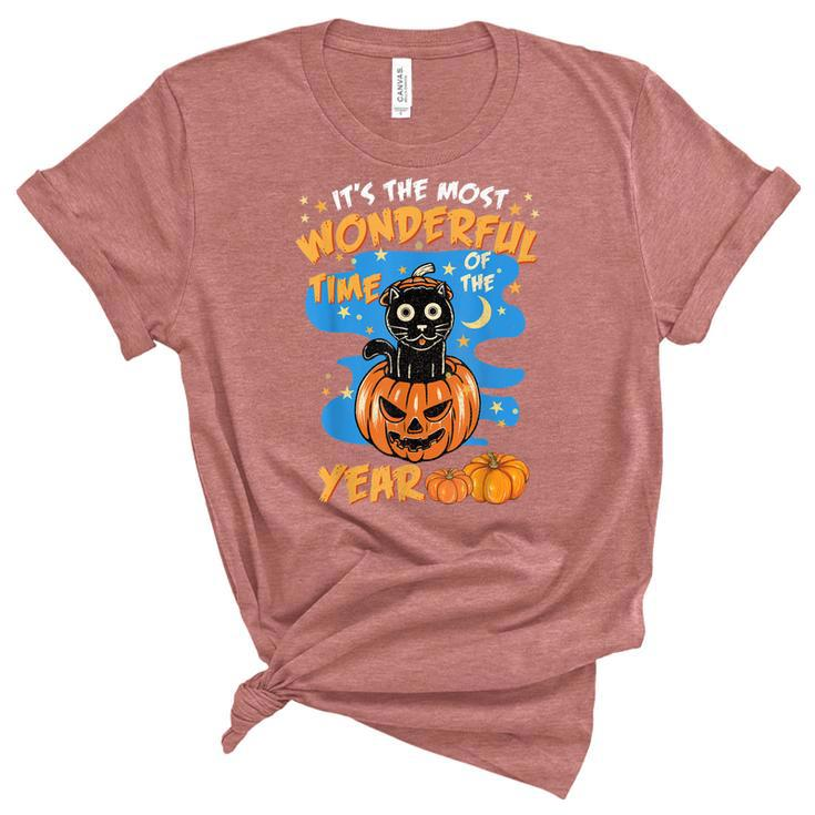 Halloween Its The Most Wonderful Time Of The Year Cat Witch  Unisex Crewneck Soft Tee - Thegiftio