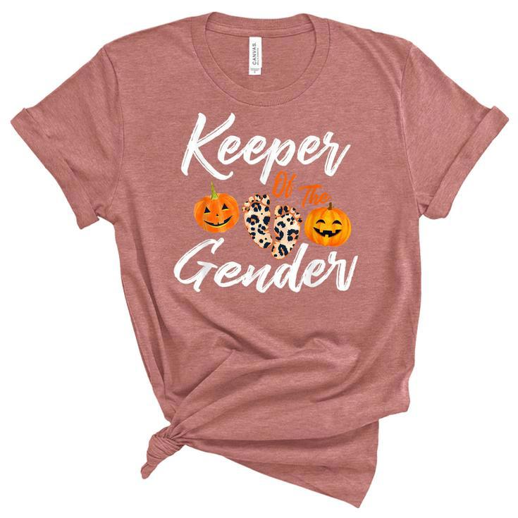 Halloween Keeper Of The Gender Reveal Pumpkin Party Leopard  Unisex Crewneck Soft Tee