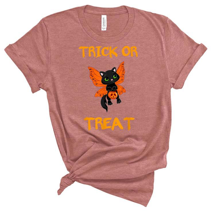 Halloween T  Black Cat Candy Trick Or Treat  Unisex Crewneck Soft Tee