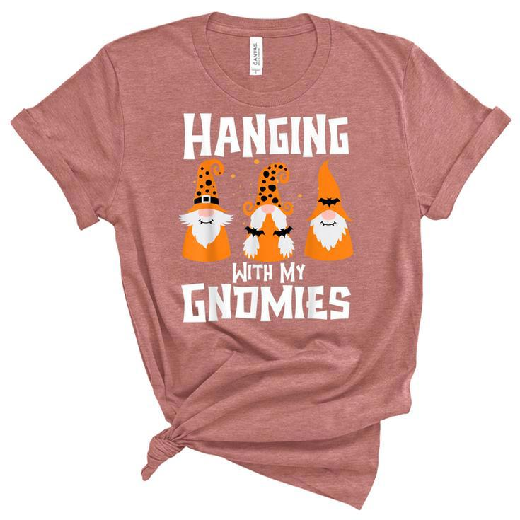 Hanging With My Gnomies Three Gnomes Halloween Costumes Boys  Women's Short Sleeve T-shirt Unisex Crewneck Soft Tee