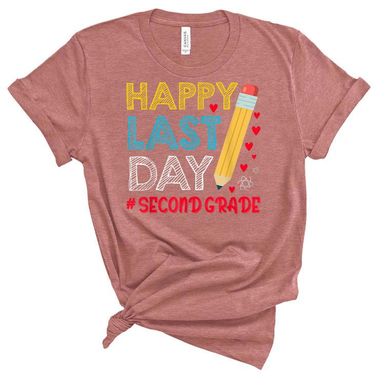 Happy Last Day Of School For Second Grade Students Teachers  Women's Short Sleeve T-shirt Unisex Crewneck Soft Tee