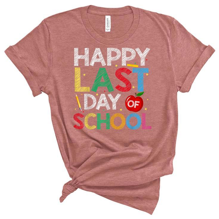 Happy Last Day Of School Funny End Of Year Teacher Student  Women's Short Sleeve T-shirt Unisex Crewneck Soft Tee