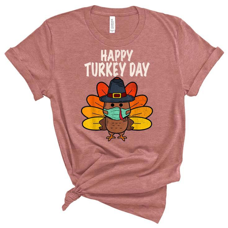 Happy Turkey Day Funny Thanksgiving 2021 Autumn Fall Season  V2 Unisex Crewneck Soft Tee